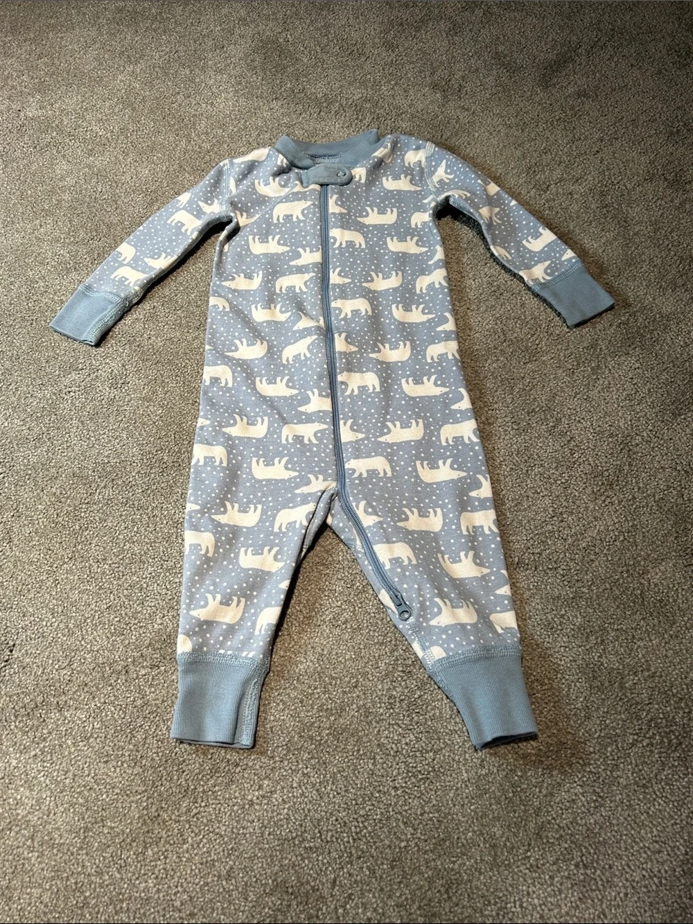 Hanna Andersson Light Blue Polar Bear Zip Pajamas